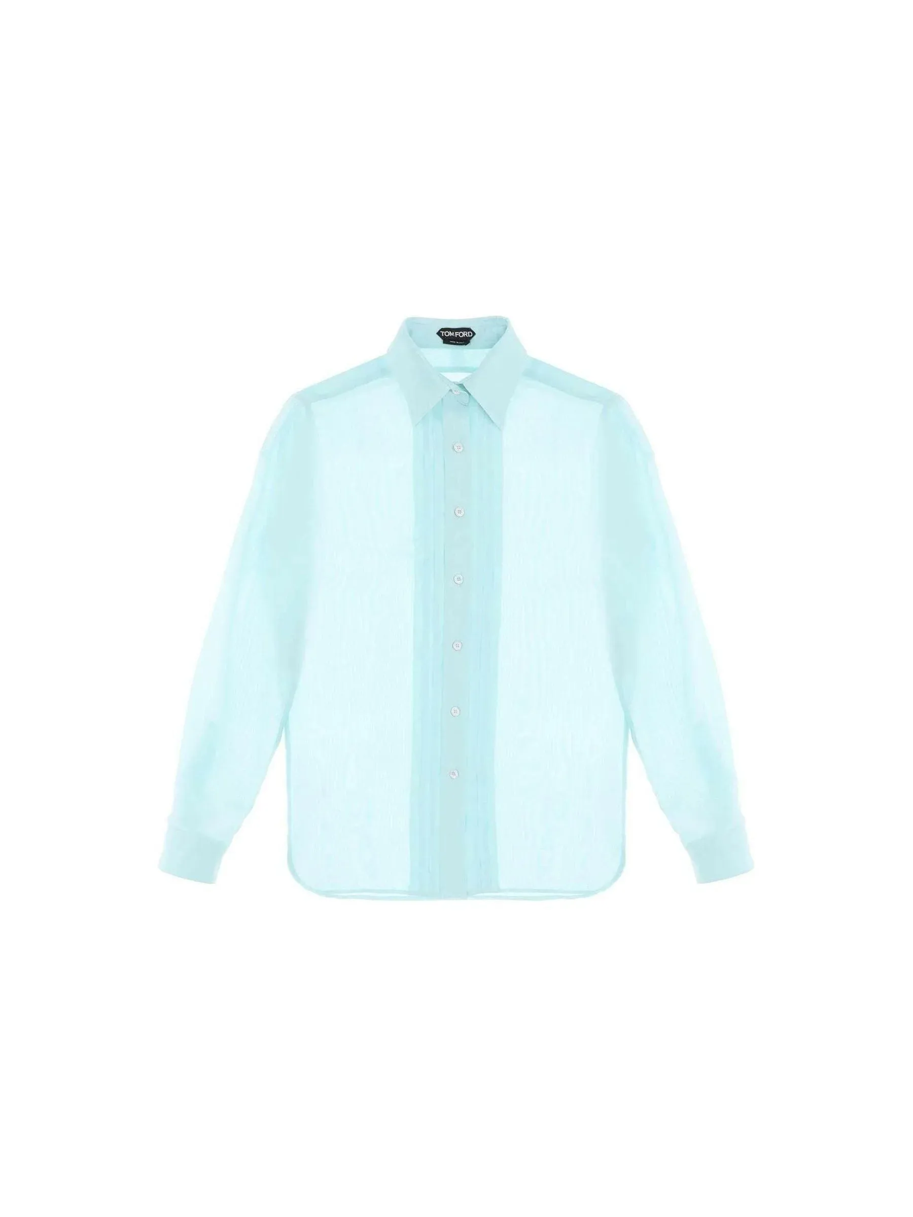 Plisse Plastron Silk Shirt