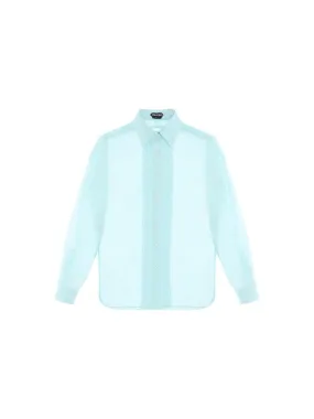 Plisse Plastron Silk Shirt