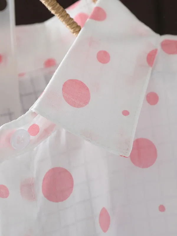 Polka-Dot Long Sleeves Loose Lapel Shirts Tops