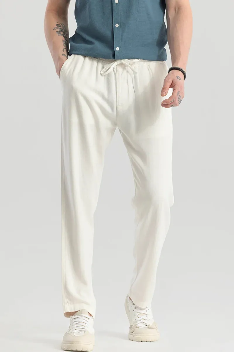 Ragna Cream Plain Relaxed Fit Joggers