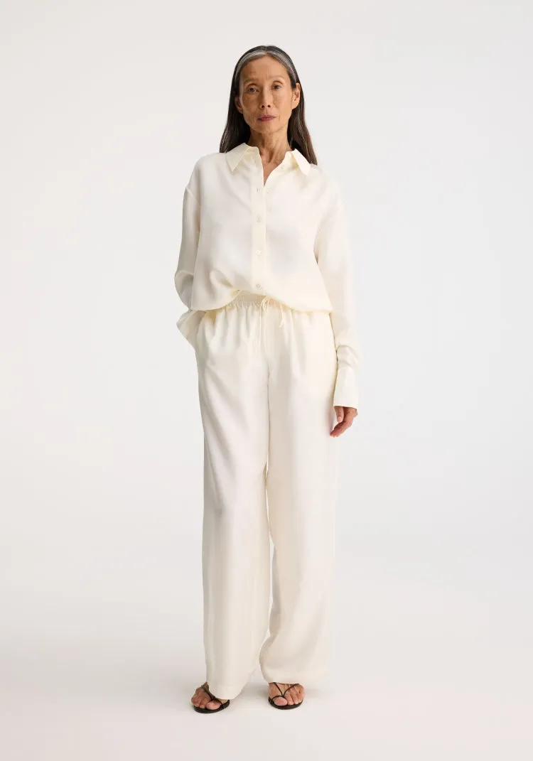 Relaxed silk trousers | cream