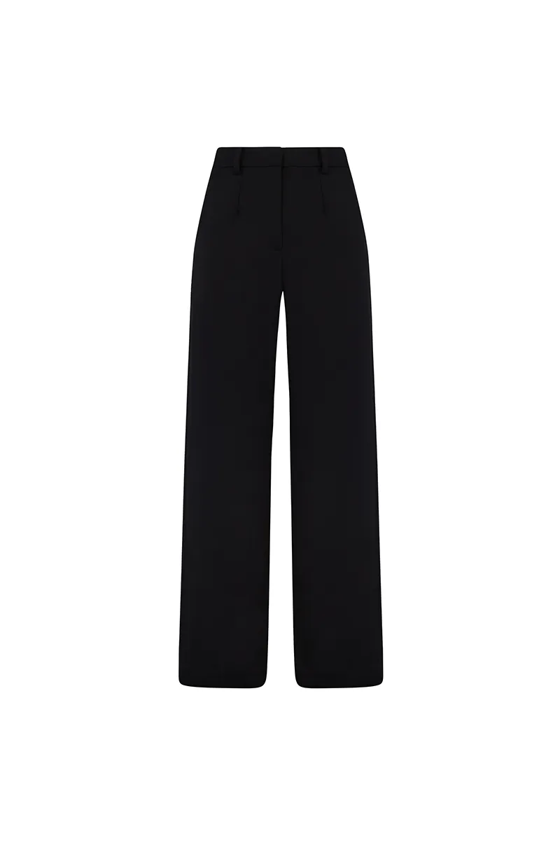 Relaxed Straight Leg Trousers - Black