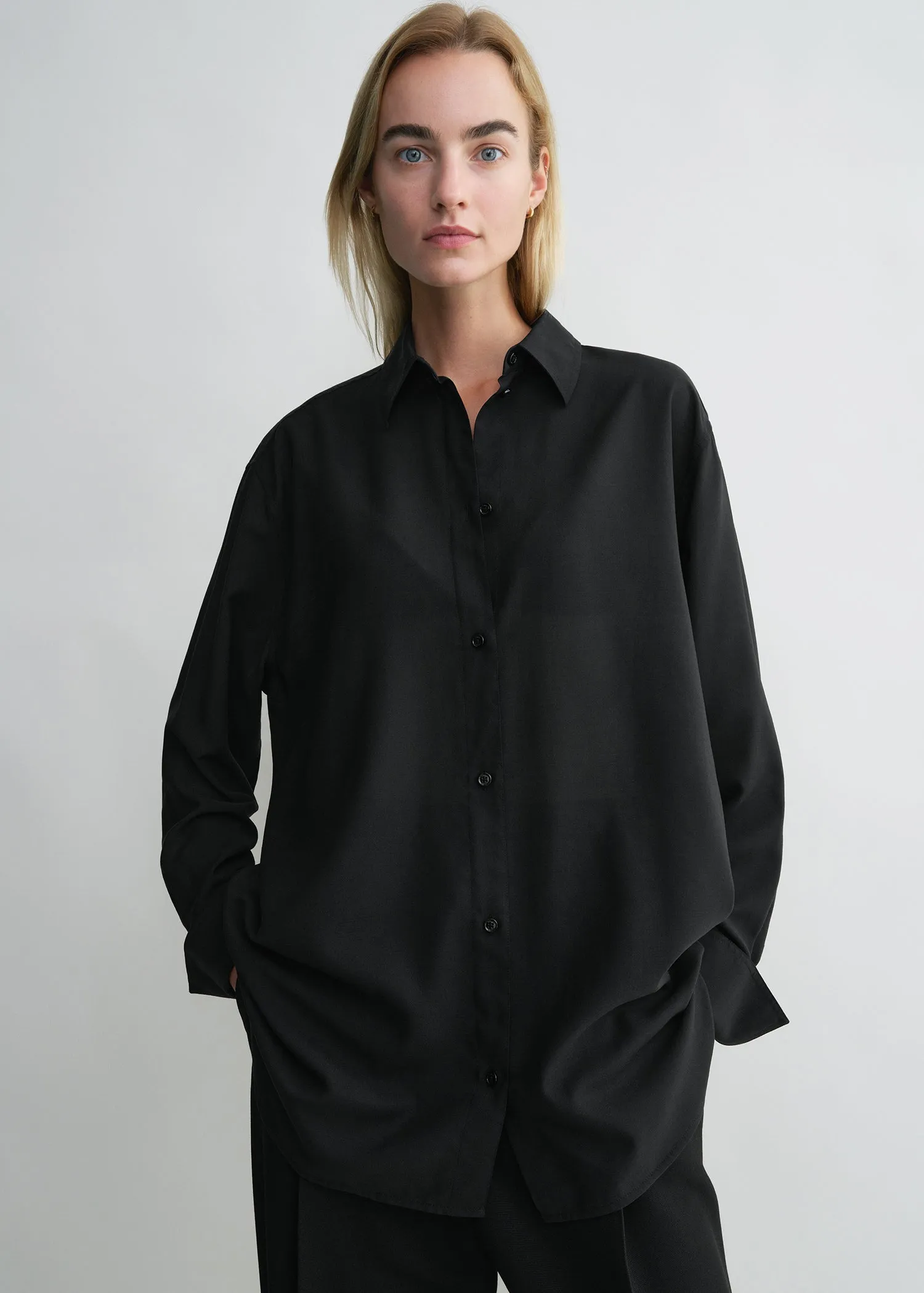 Relaxed voile shirt black