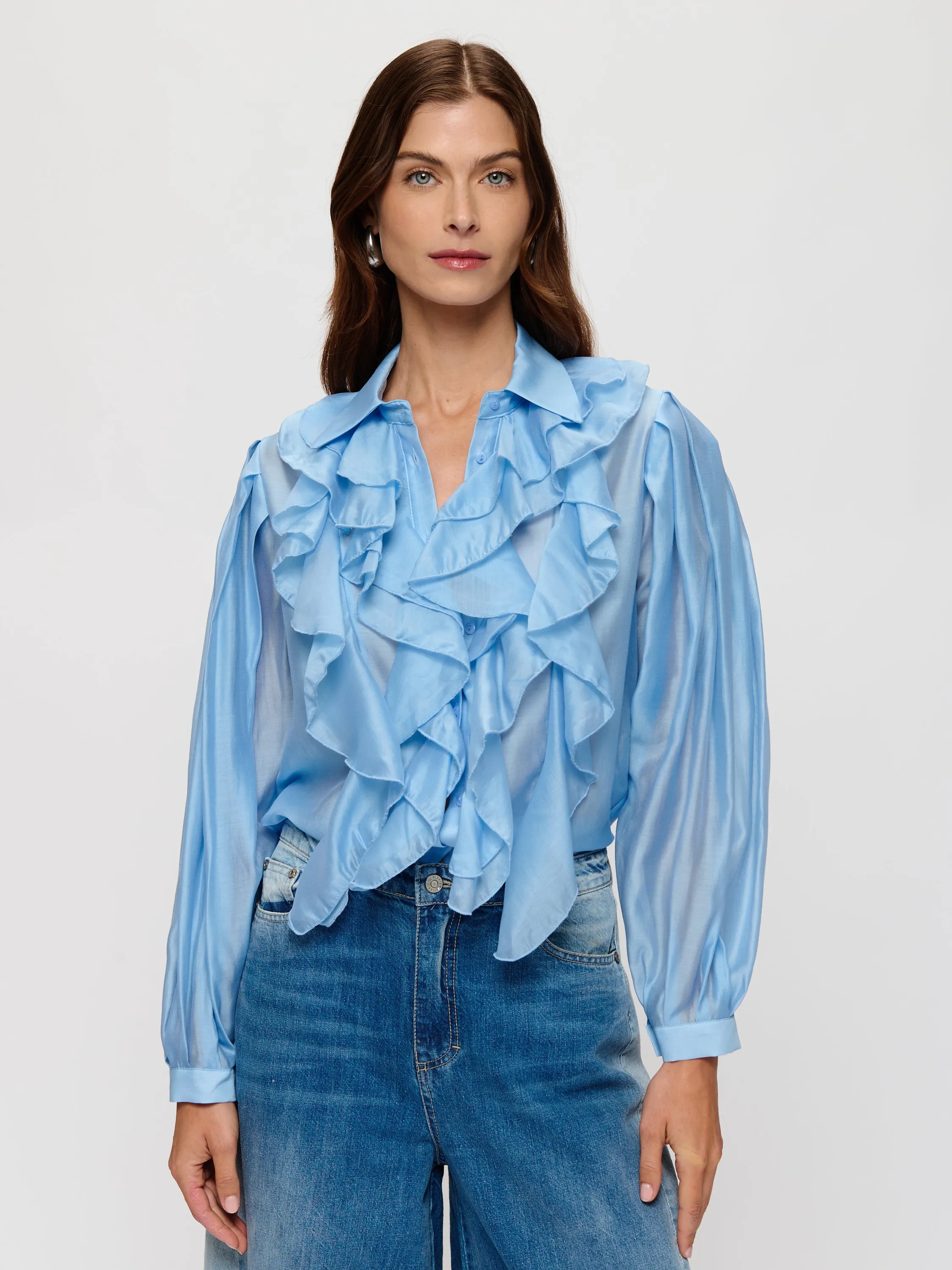 Ruffle Detail Button Up Blouse