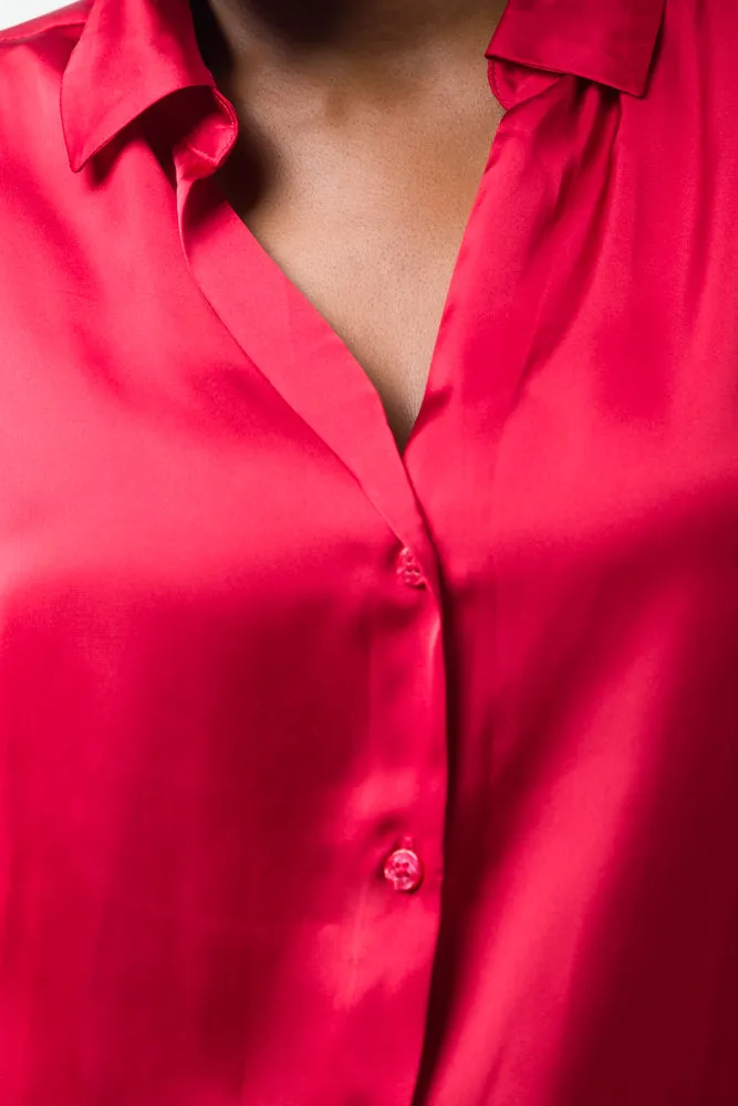 Satin Shirt Red