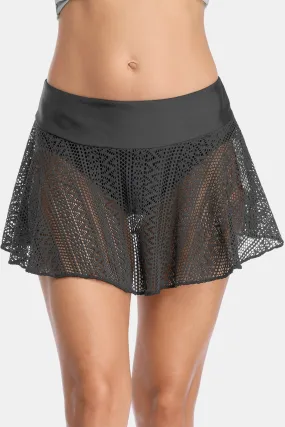 Solid Lace Hollow Out Swim Skirt