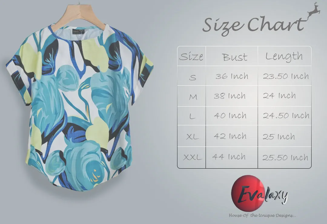 Stylish Abstract Turquoise Design Tops For Women & Girls