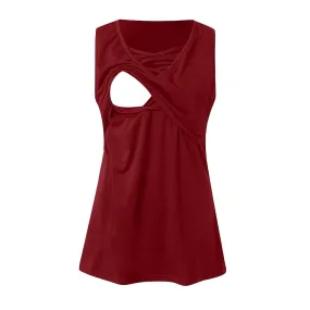 Stylish Crisscross Nursing Tank Top