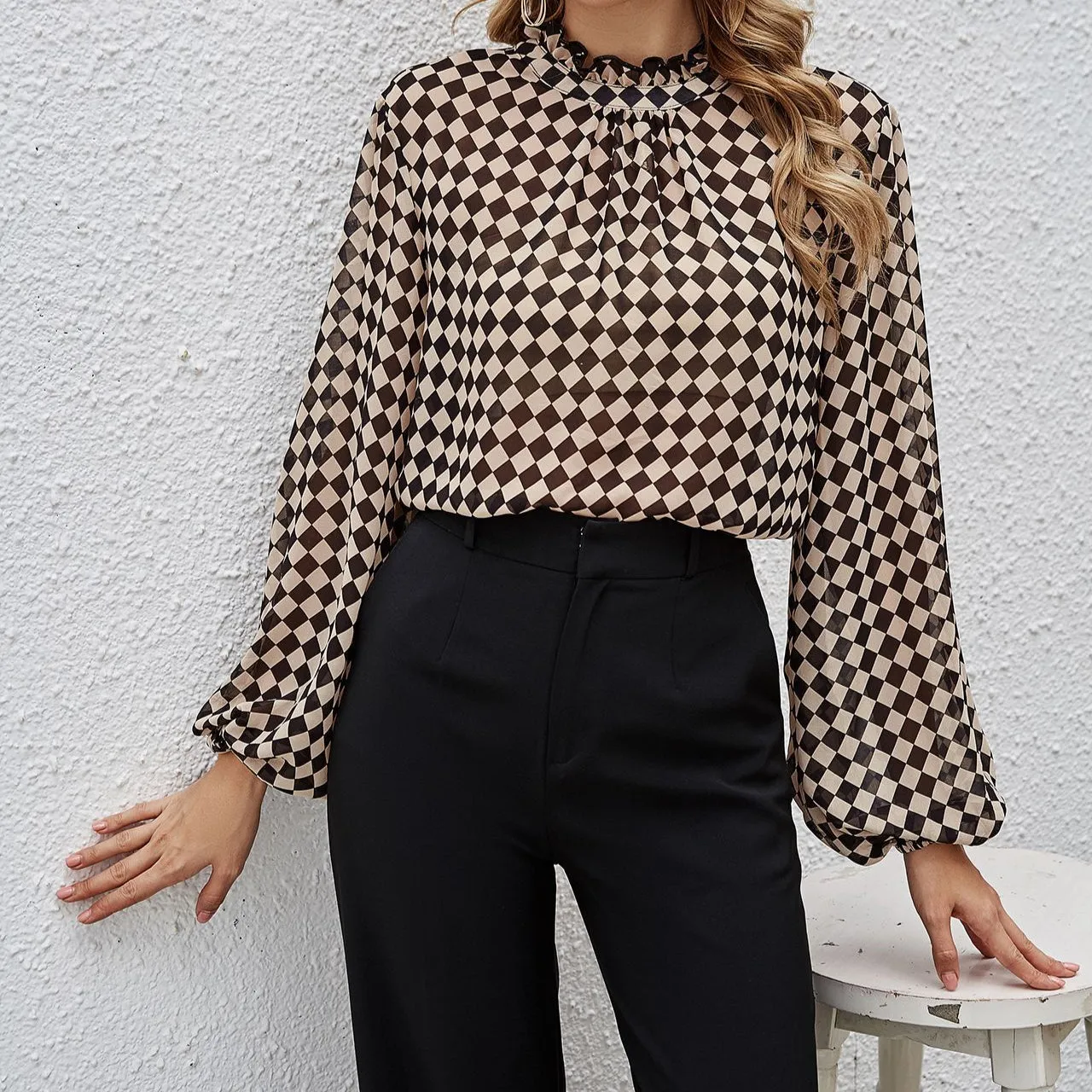 Stylish Gingham Wholesale Women Top