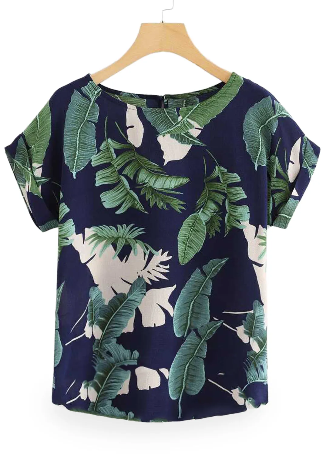 Stylish Navy Blue Leaf Tops For Women & Girls