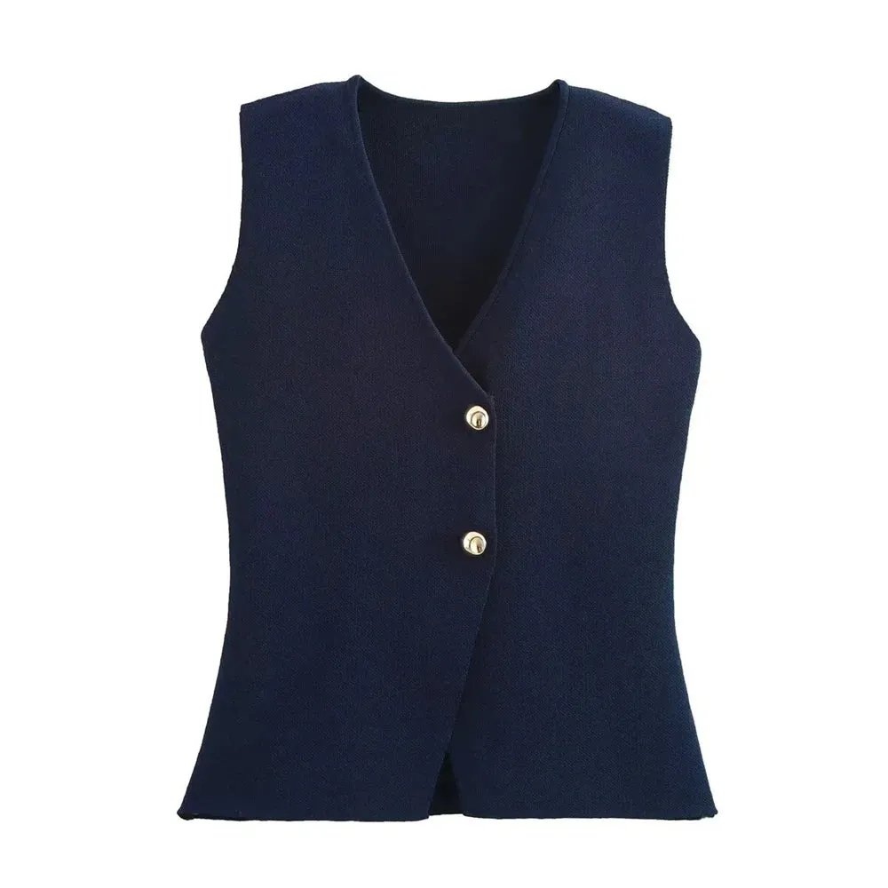 Stylish Twin Buttoned Vest Top