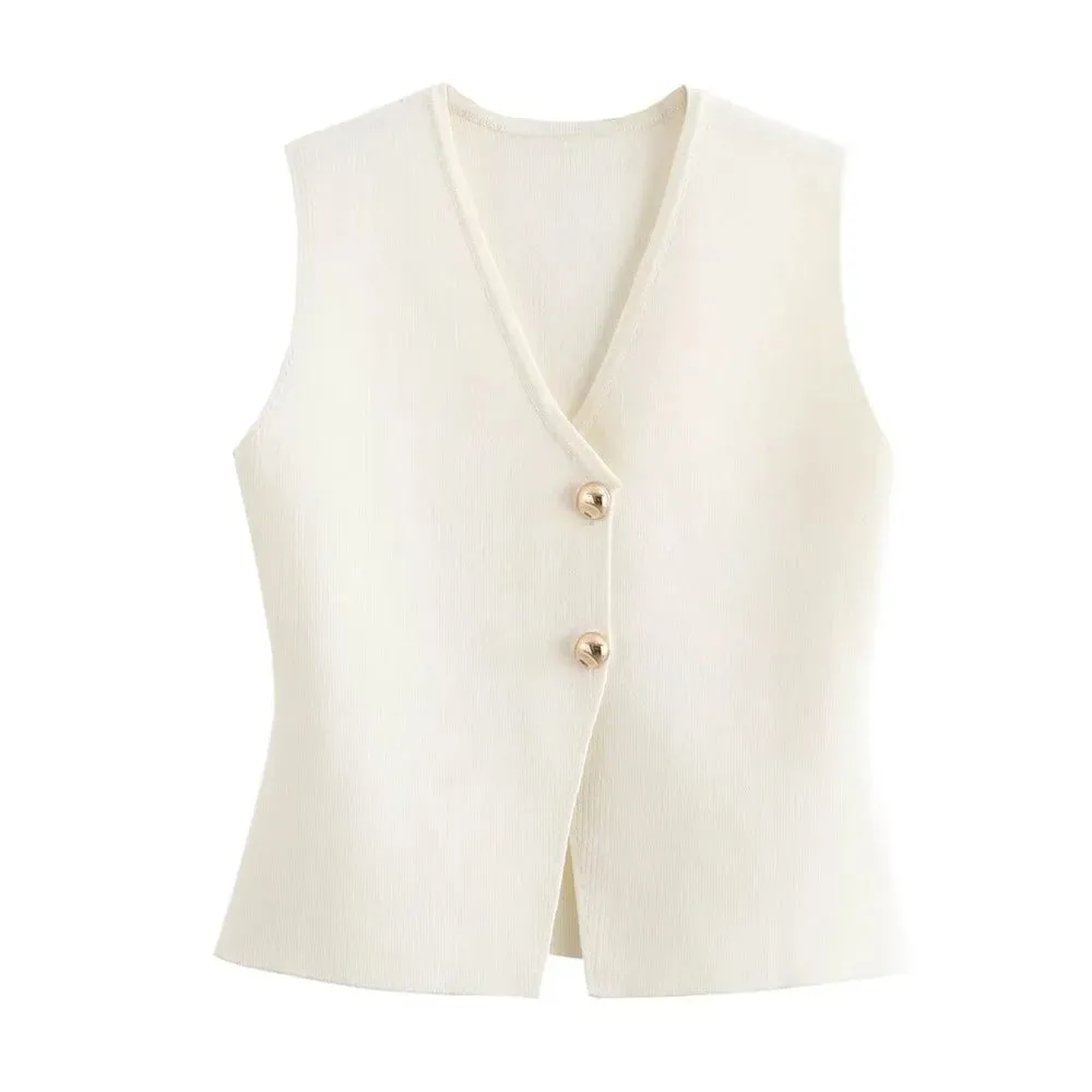 Stylish Twin Buttoned Vest Top