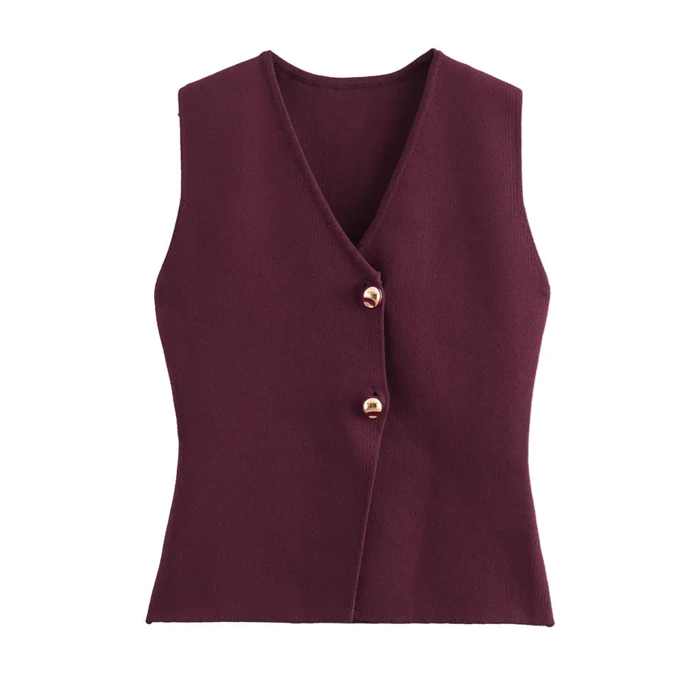 Stylish Twin Buttoned Vest Top