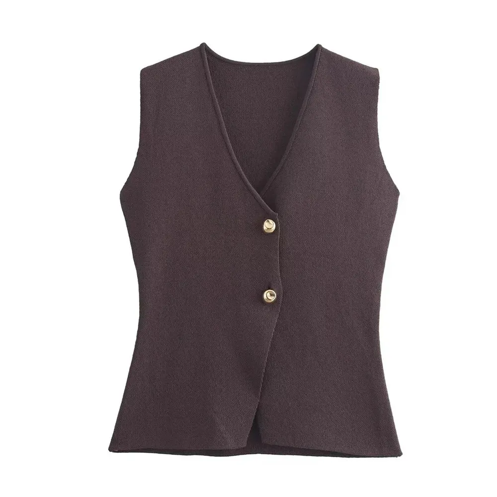 Stylish Twin Buttoned Vest Top