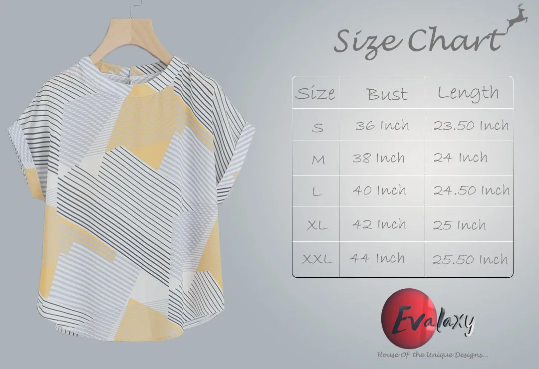 Stylish Yellow Zig Zag Lines Tops For Women & Girls