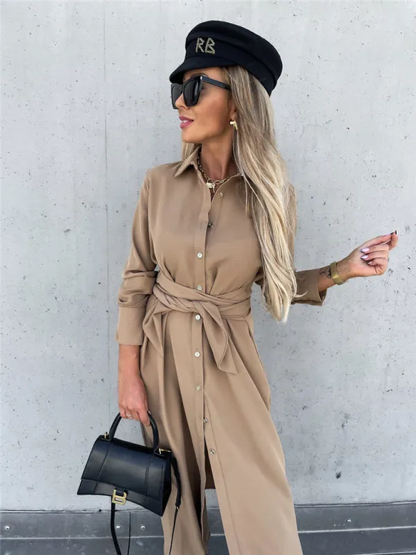 Taupe Shirt Dress for Professional and Casual Wear