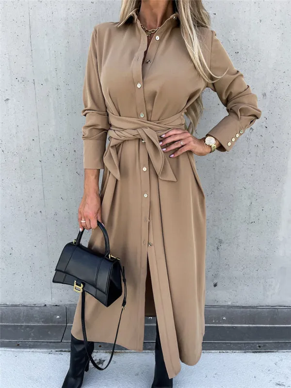 Taupe Shirt Dress for Professional and Casual Wear