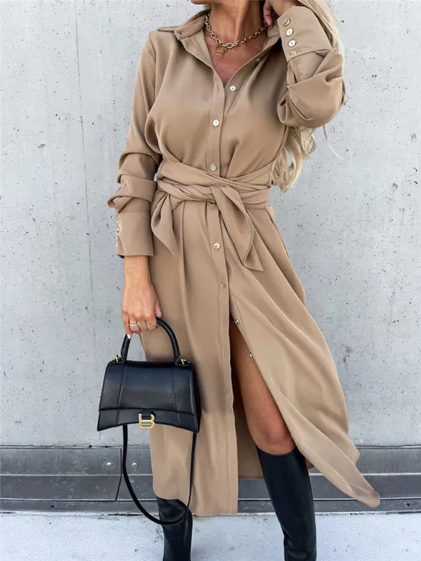 Taupe Shirt Dress for Professional and Casual Wear