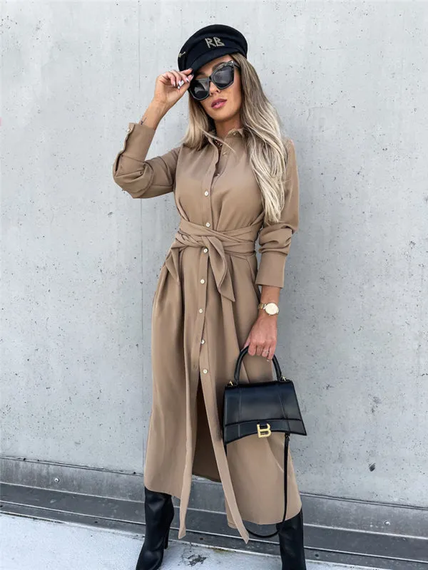 Taupe Shirt Dress for Professional and Casual Wear