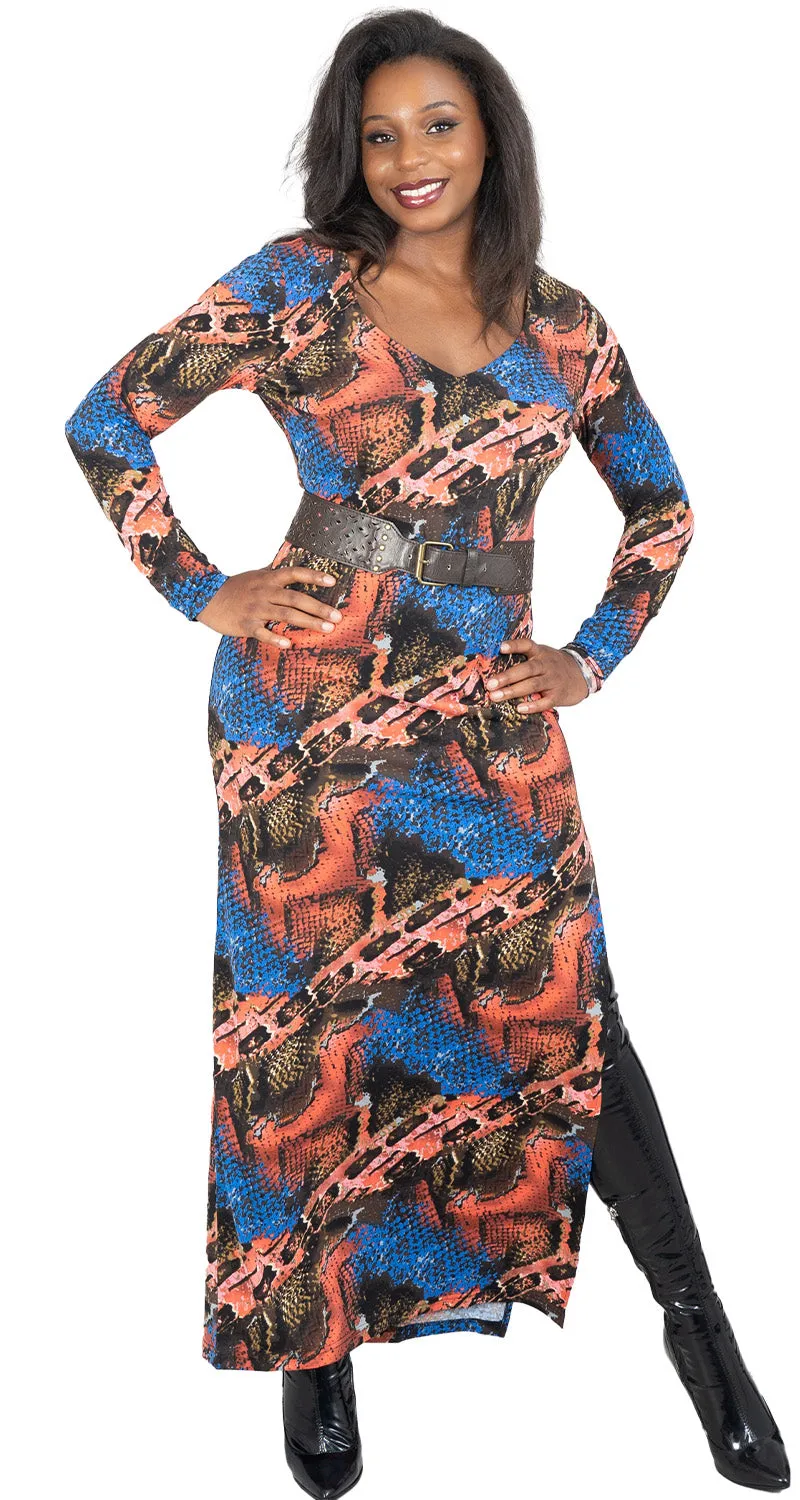 Vertigo Print Maxi Dress VC32459LD-Reptile