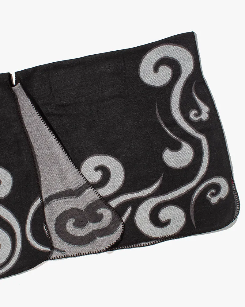 Wa-Modern Poncho, Black and Light Grey Swirl