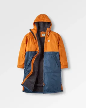 Waves Recycled Sherpa Lined Changing Robe - Sunrise Orange/Rich Navy