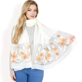 Women's Elegant Floral Scarf with Lightweight Textured Fabric Overlay for Sophisticated Style