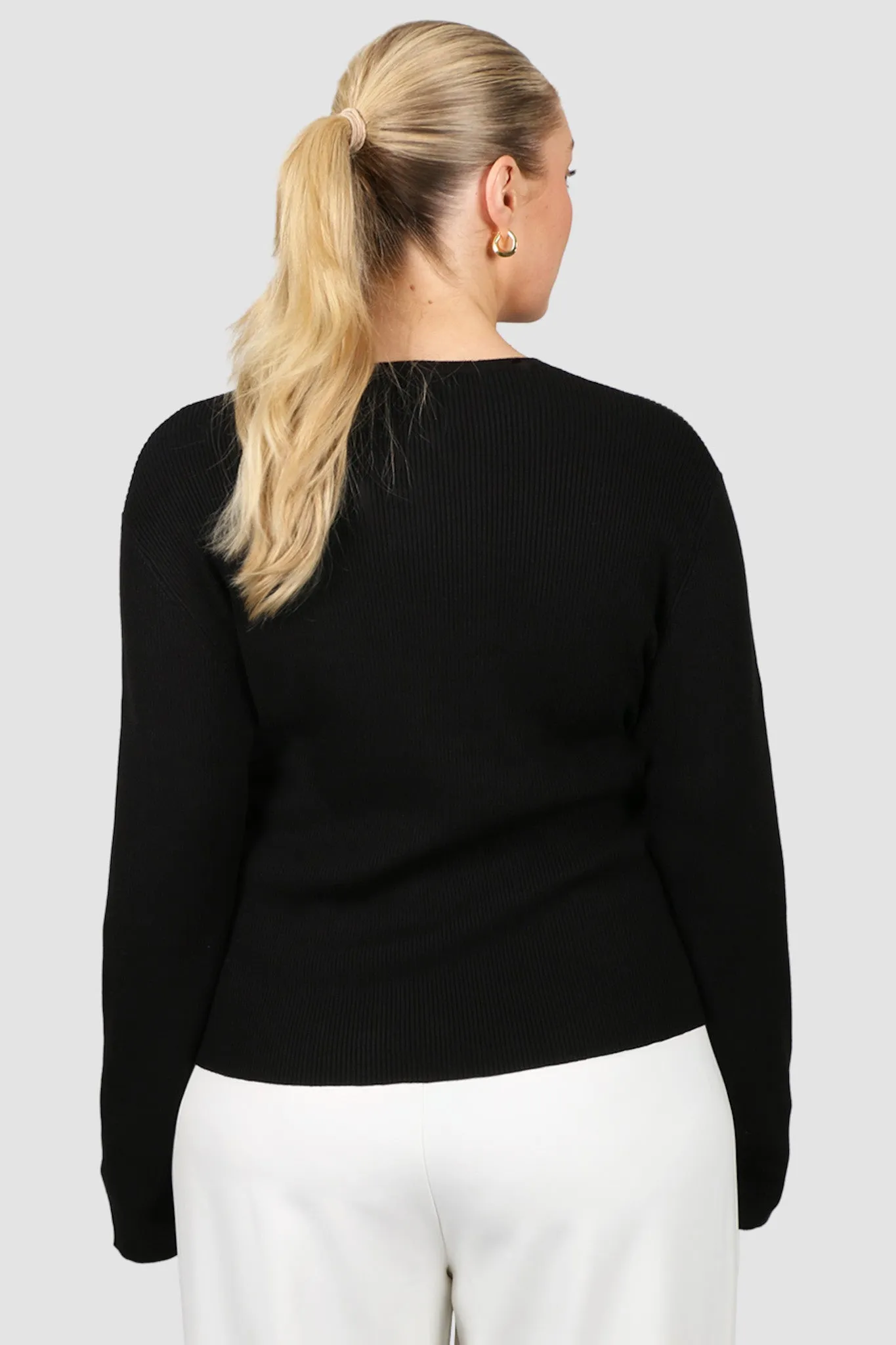 WREN RIB KNIT TOP BLACK