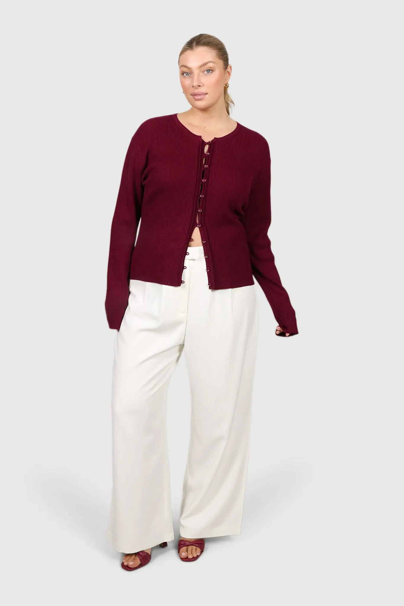 WREN RIB KNIT TOP MERLOT