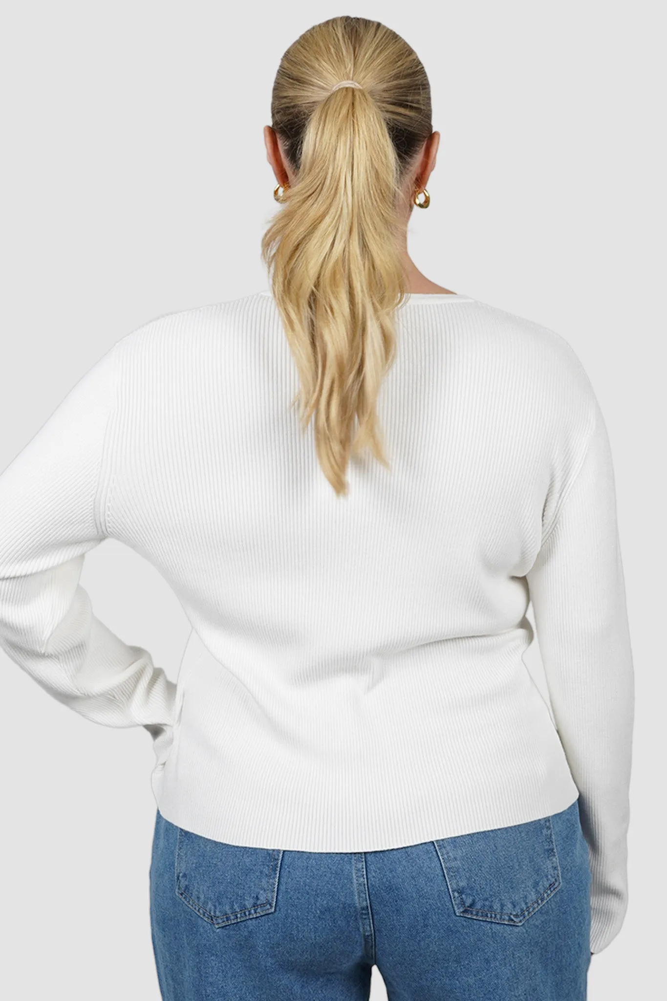 WREN RIB KNIT TOP WHITE